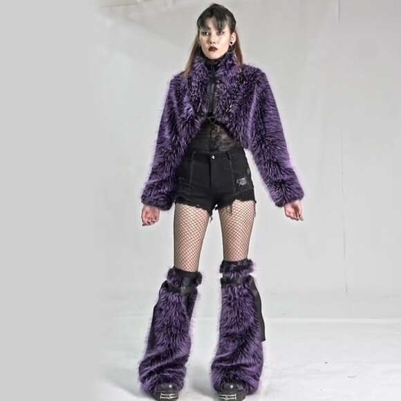 PUNK RAVE Polar Shaman Snow Beast cybergoth coat/jacket in purple - Picture 3 of 11